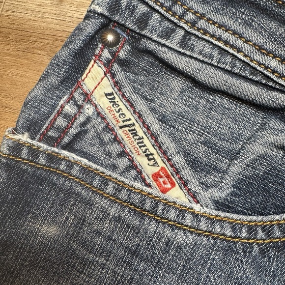 Diesel Jeans Men 32x32 Blue Slammer Slim Tapered Embroidered Zip Italy 0087J Y2K - Picture 5 of 14